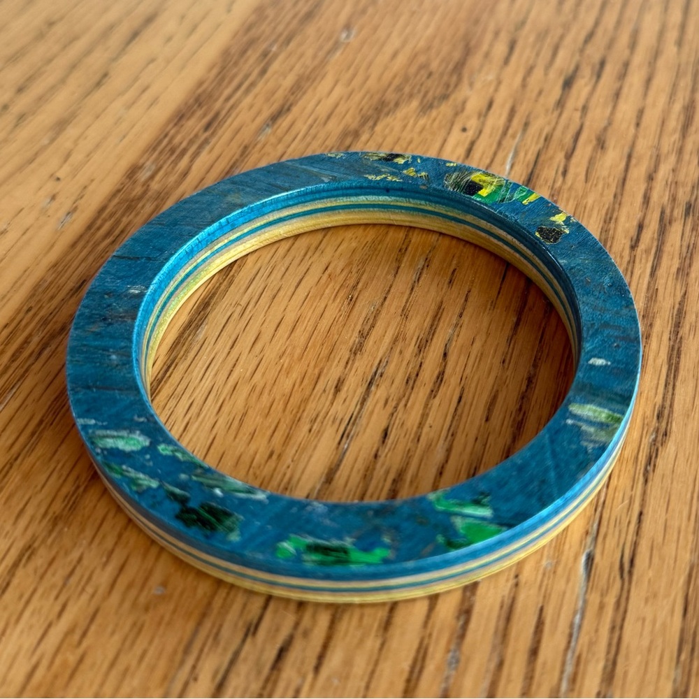 Recycled Skateboard Colorful Wooden Bangle